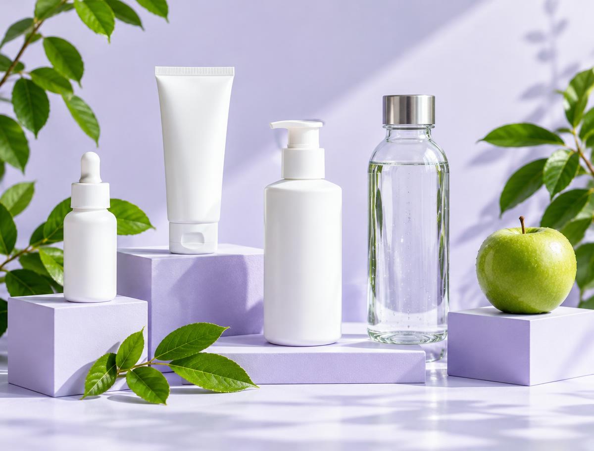 Illustrative wellness products and fresh produce